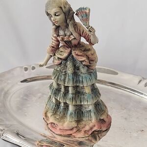 Vintage Norleans Figurine With Fan Handpainted in Italy